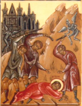 Martyrdom of St. Peter the Aleut by Spanish missionaries in California