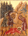 Martyrdom of St. Peter the Aleut by Spanish missionaries in California