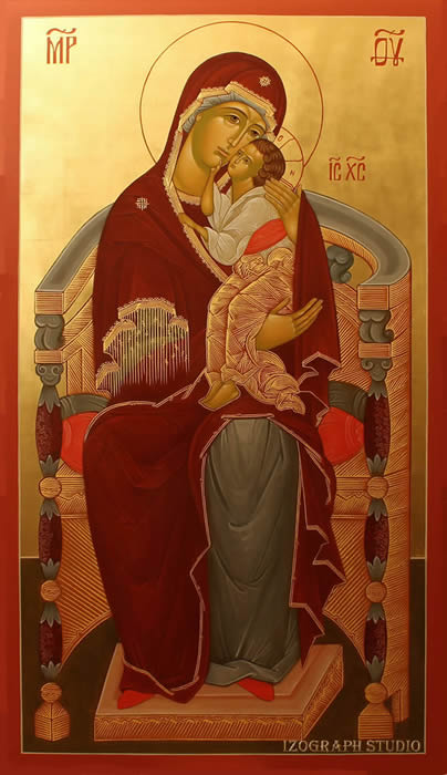 Iconostas Icon of Mother-of-God-Enthroned by Anna Gouriev-Pokrovsky